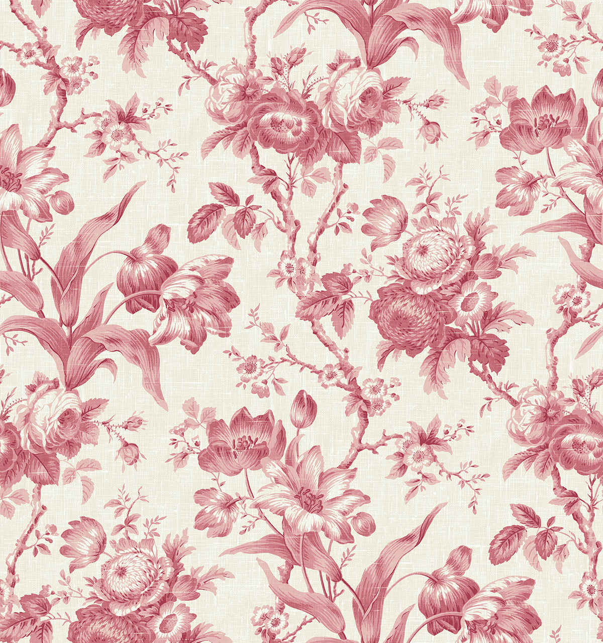 Seabrook Designs FC61201 French Country En Rose  Wallpaper Cranberry