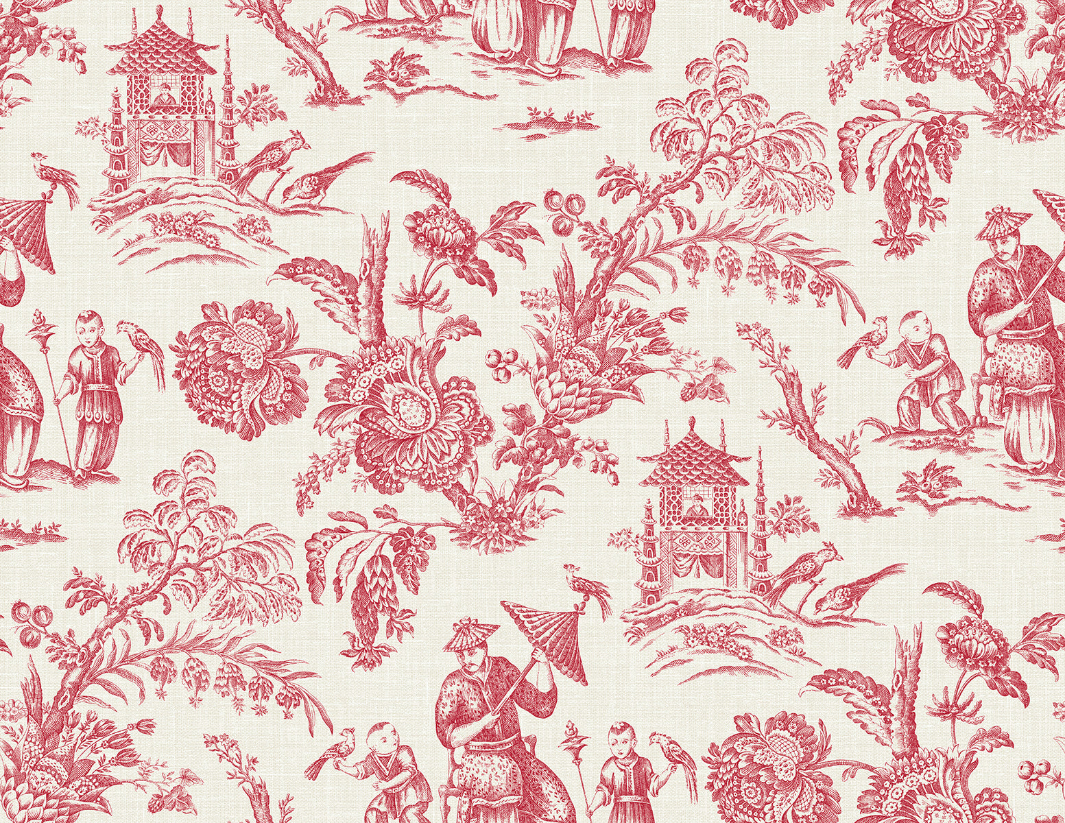 Seabrook Designs FC61801 French Country Colette Chinoiserie  Wallpaper Antique Ruby