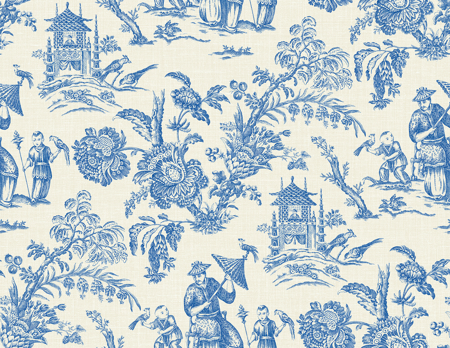 Seabrook Designs FC61812 French Country Colette Chinoiserie  Wallpaper Denim Wash