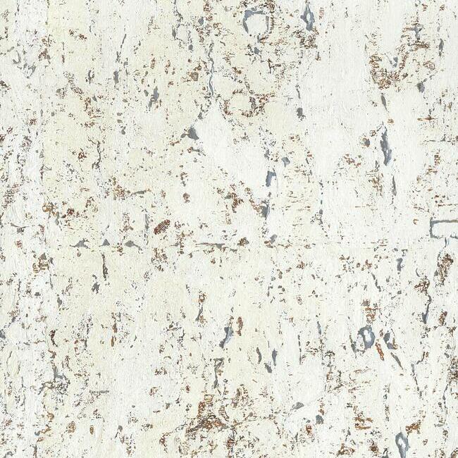 Cork Wallpaper - White On Silver - York Wallcoverings - GR1092