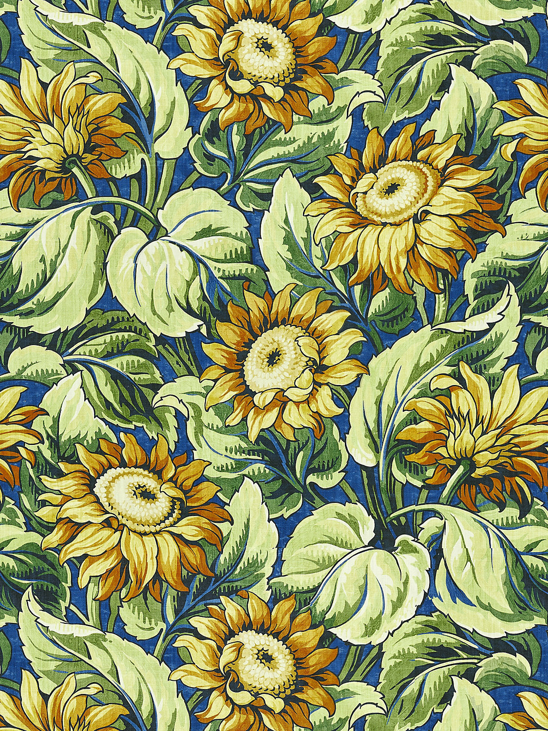 Sunflower Print - Cobalt - Scalamandre Fabric