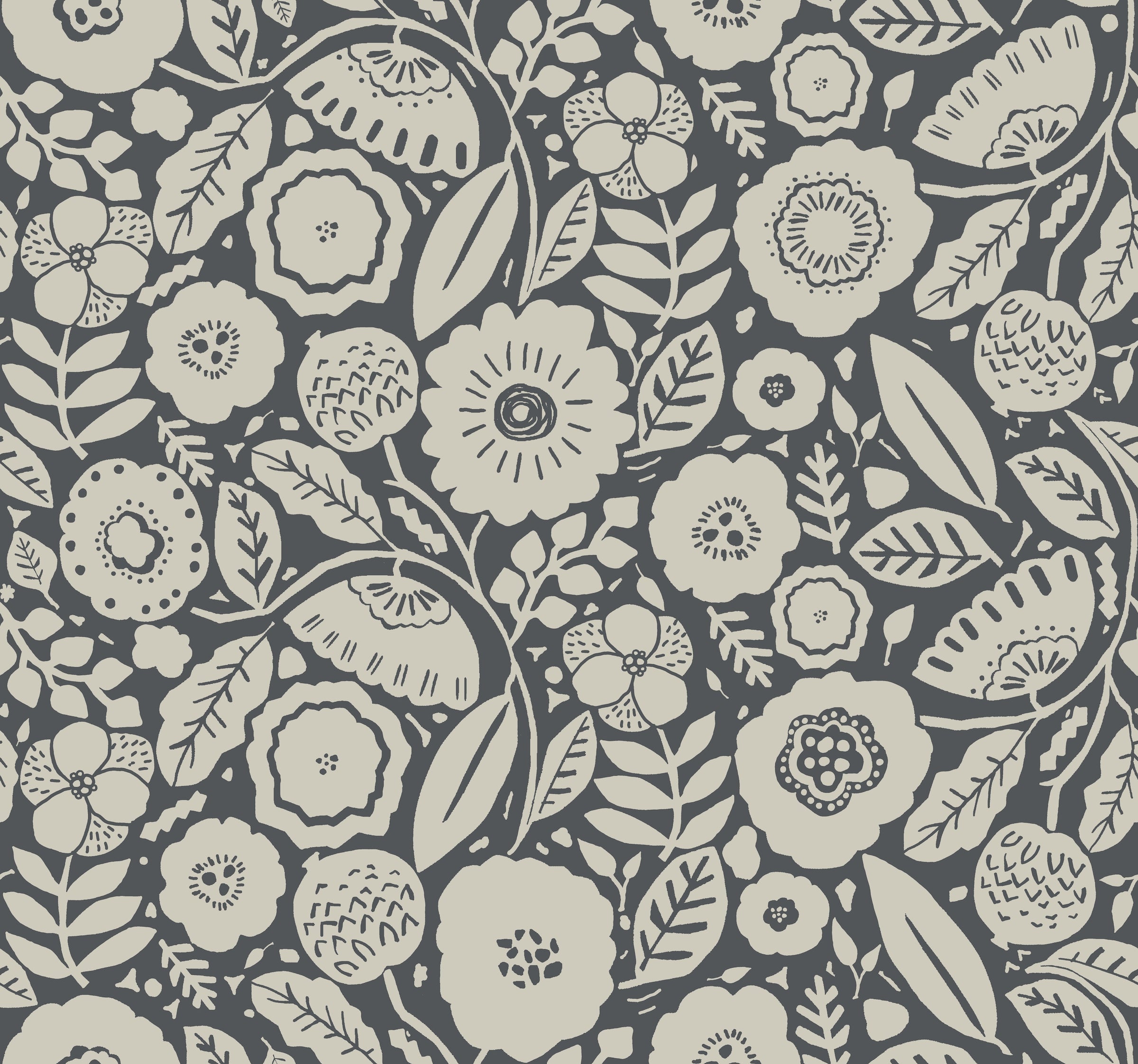 Camille Blossom Wallpaper - Charcoal - York Wallcoverings - LM5395