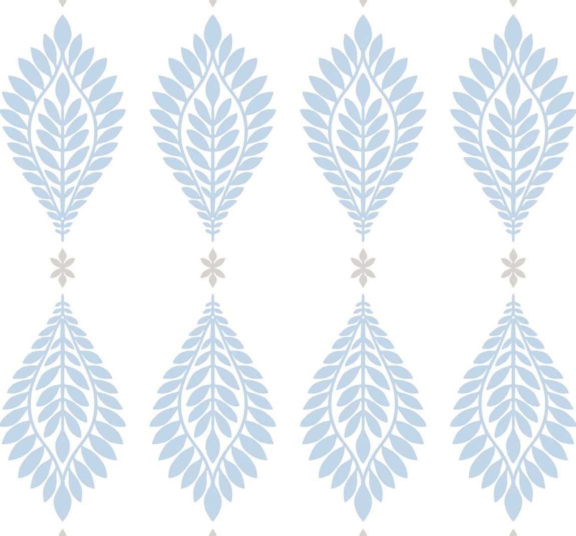 Lillian August LN10602 Luxe Retreat Mirasol Palm Frond  Wallpaper Carolina Blue and Eggshell