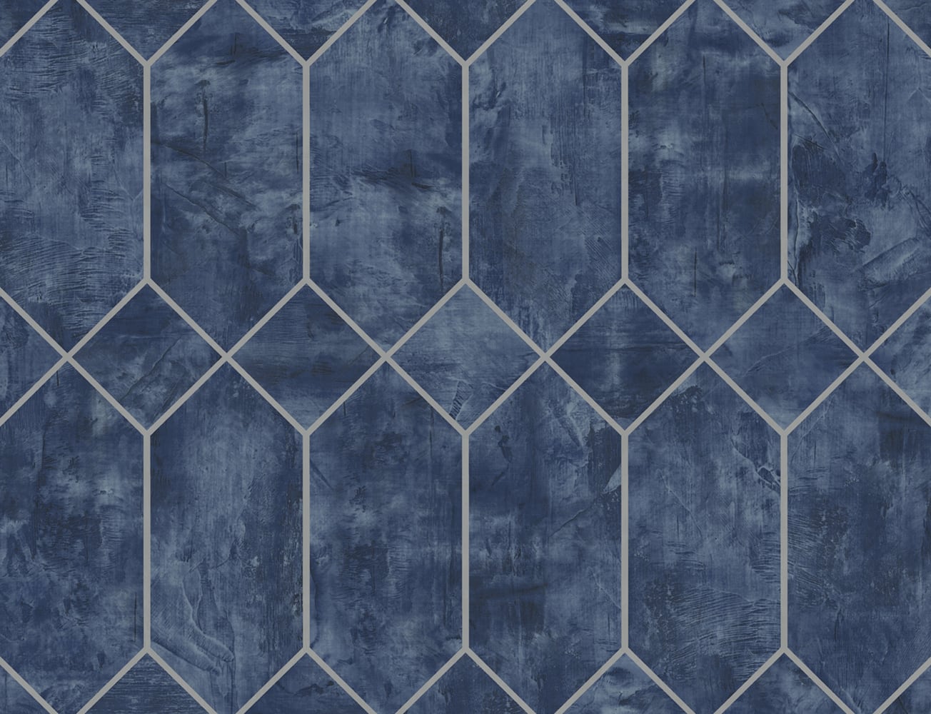 Seabrook Designs LW51602 Living with Art Geo Faux  Wallpaper Denim Blue and Metallic Silver