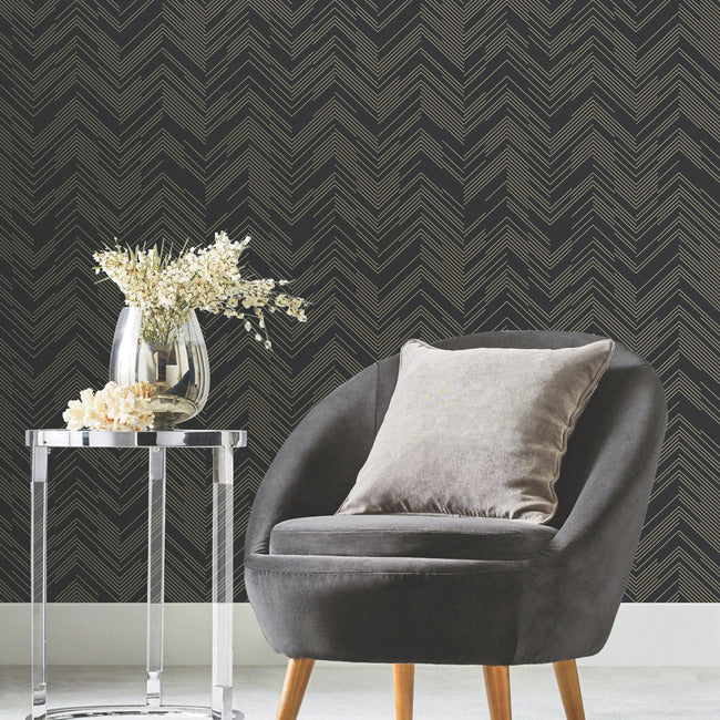 polished-chevron-wallpaper-black-gold-york-wallcoverings-md7221