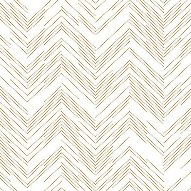 Polished Chevron Wallpaper - White/Gold - York Wallcoverings - MD7222