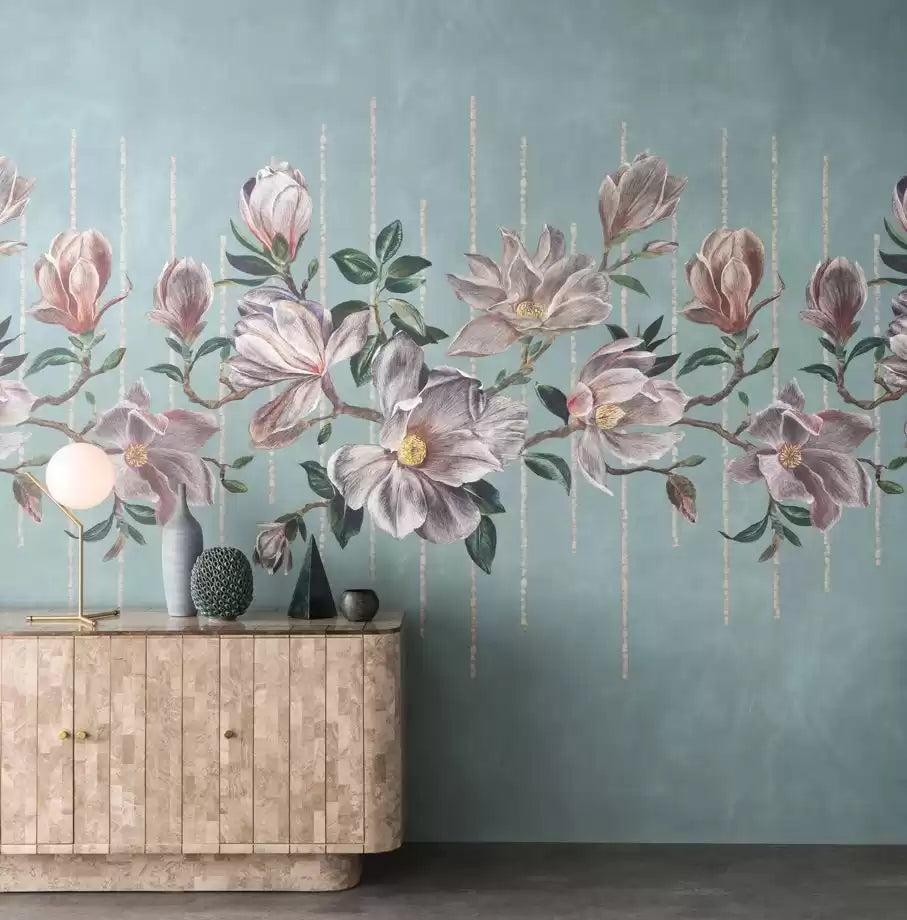 Folium Magnolia Frieze Aqua/Ochre - The WorkRm