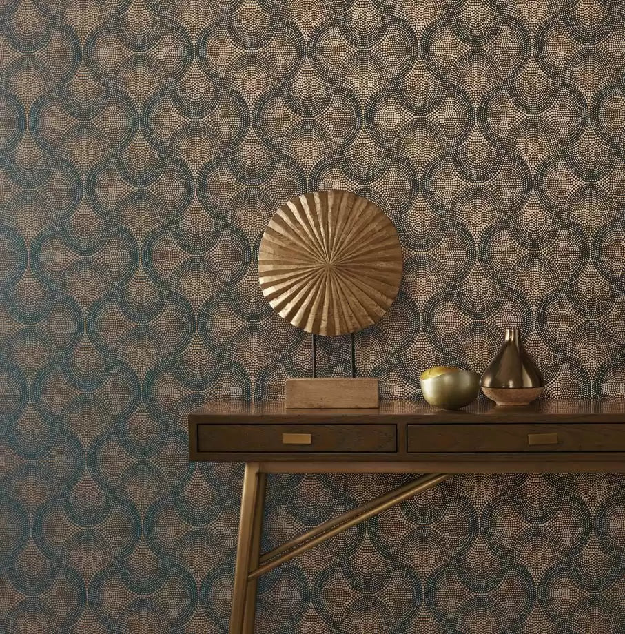 Uroko Teal/Copper - Osborne & Little - W7556-01 Wallcovering