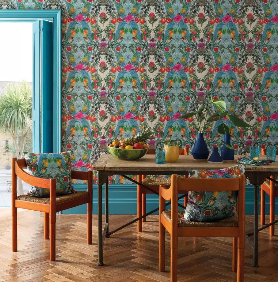 Deya Talavera Persian Blue/Turquoise - Matthew Williamson - W7263-01 Wallcovering