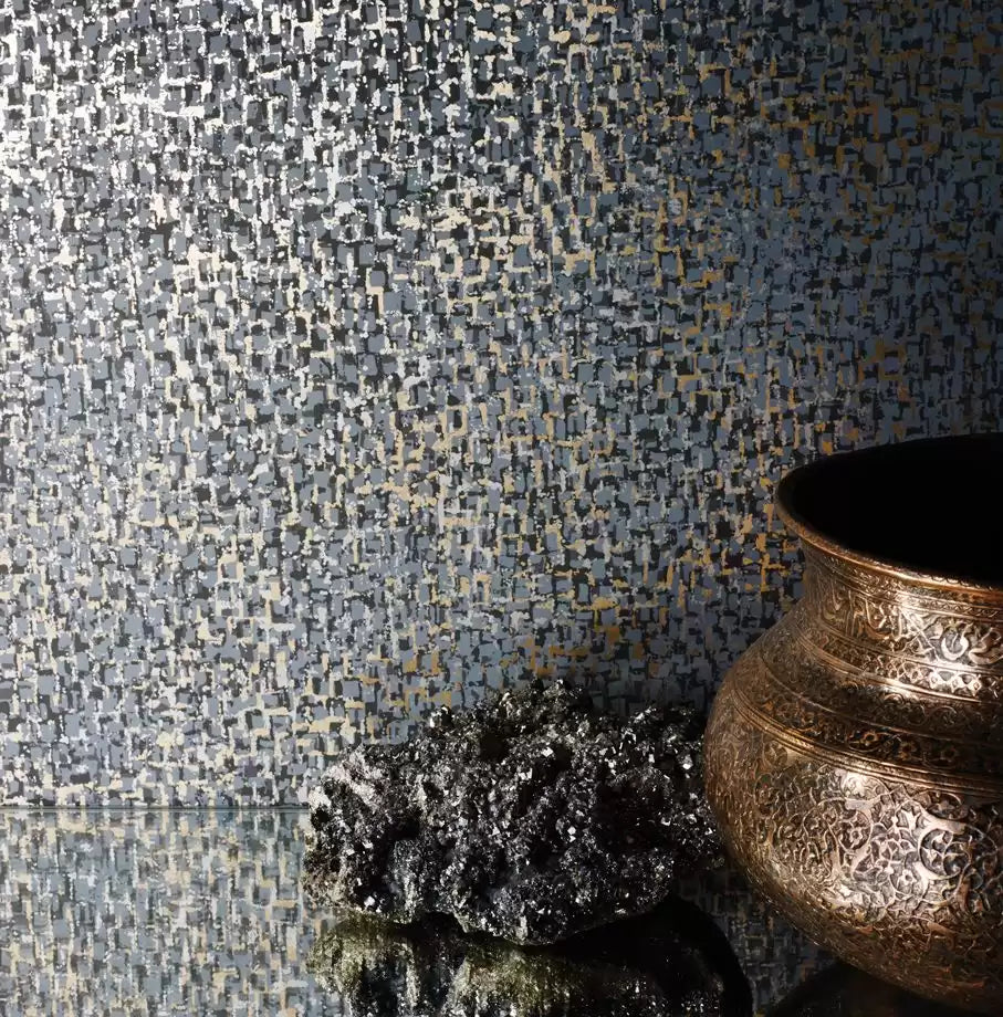 Pasha Tesserae Slate/Metal Bronze - Osborne & Little - W6754-05 Wallcovering