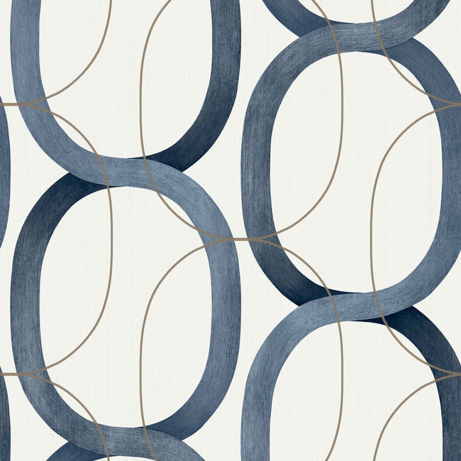 Interlock Premium Peel + Stick Wallpaper - Navy - York Wallcoverings - PSW1420RL