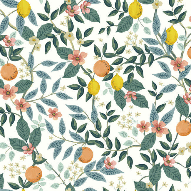 Citrus Grove Premium Peel + Stick Wallpaper - White - York Wallcoverings - PSW1479RL