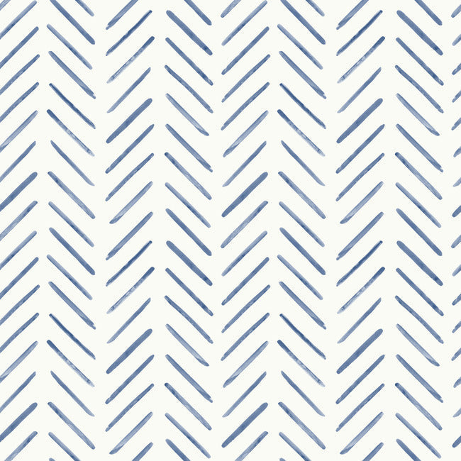 Painted Herringbone Peel and Stick Wallpaper - Navy - York Wallcoverings - PSW1526RL