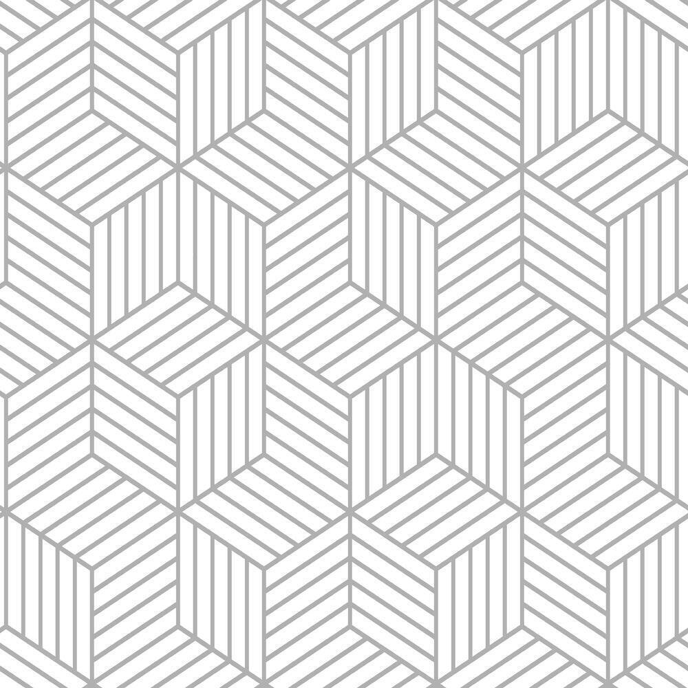 Striped Hexagon Peel and Stick Wallpaper - Grey - York Wallcoverings - RMK10705WP