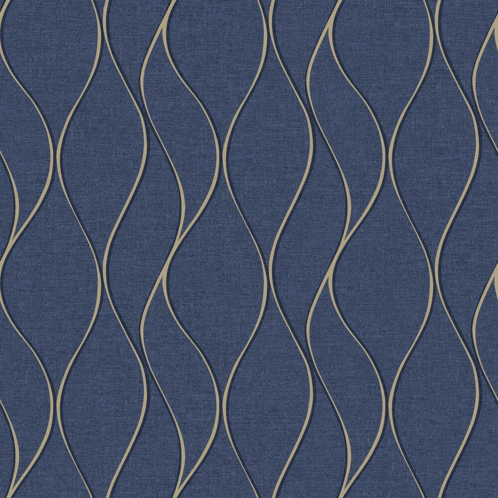 Wave Ogee Peel and Stick Wallpaper - Navy - York Wallcoverings - RMK11293WP