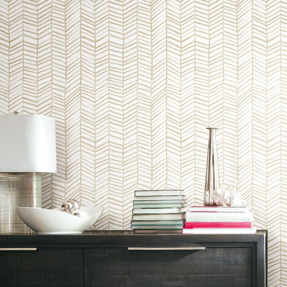 cat-coquillette-herringbone-peel-stick-wallpaper-tan-york-wallcoverings-rmk11634wp