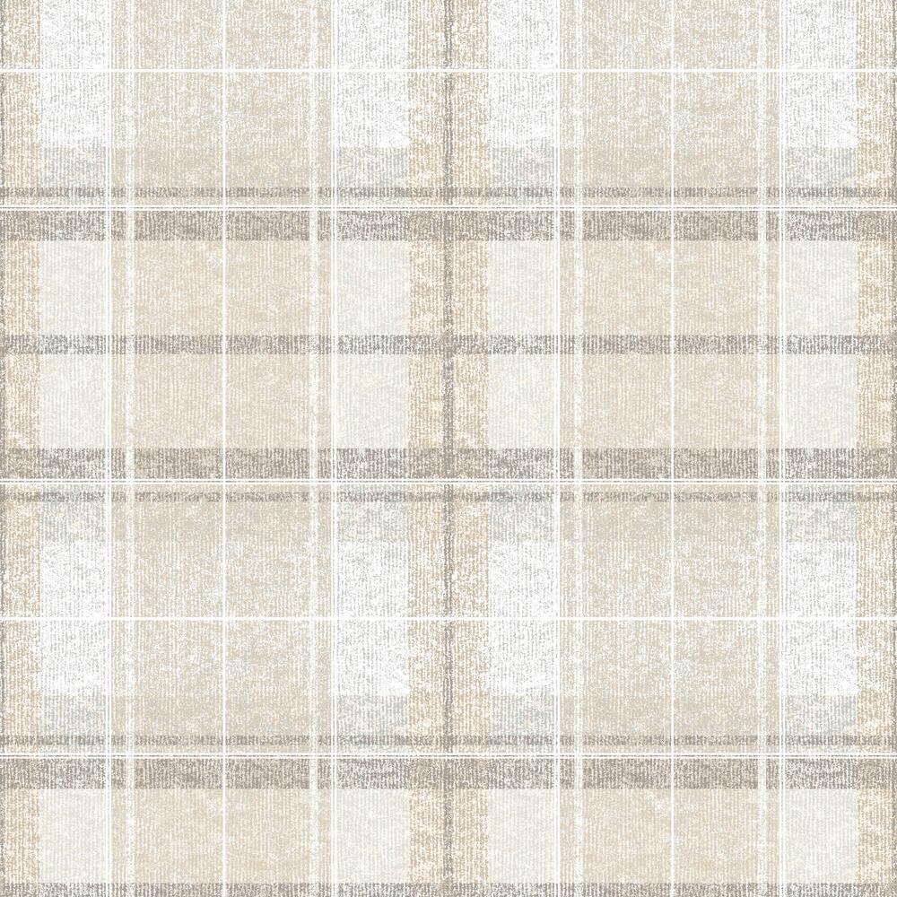 Tweed Plaid Peel and Stick Wallpaper - Beige - York Wallcoverings - RMK11395RL