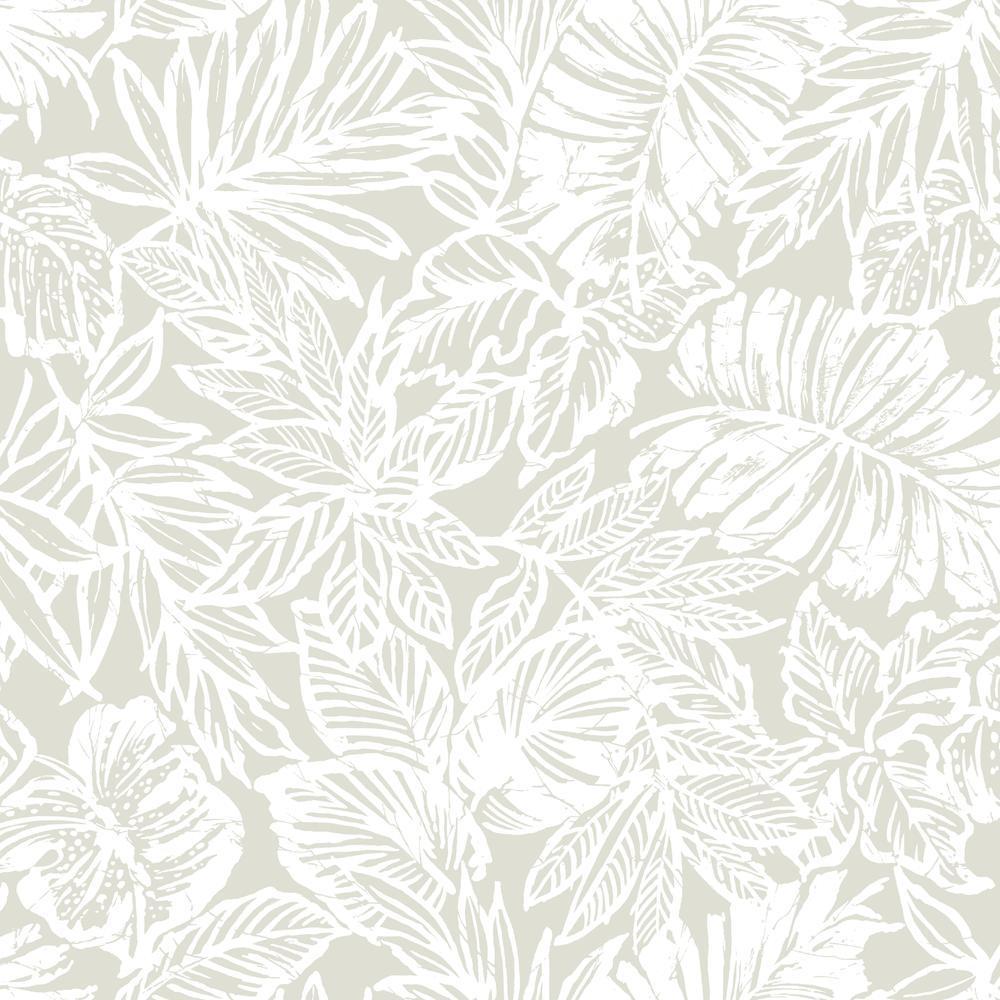 Batik Tropical Leaf Peel and Stick Wallpaper - Beige - York Wallcoverings - RMK11435WP