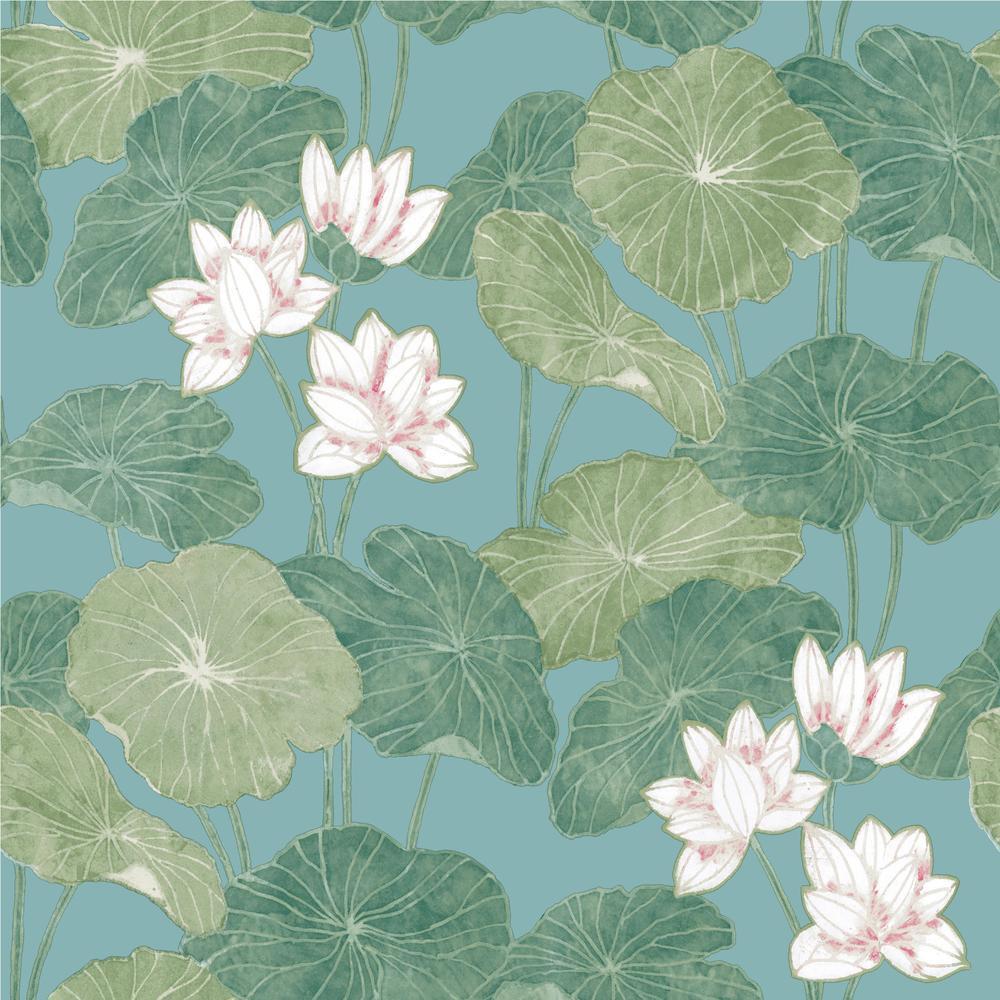 lily-pad-peel-and-stick-wallpaper-blue-york-wallcoverings-rmk11436wp