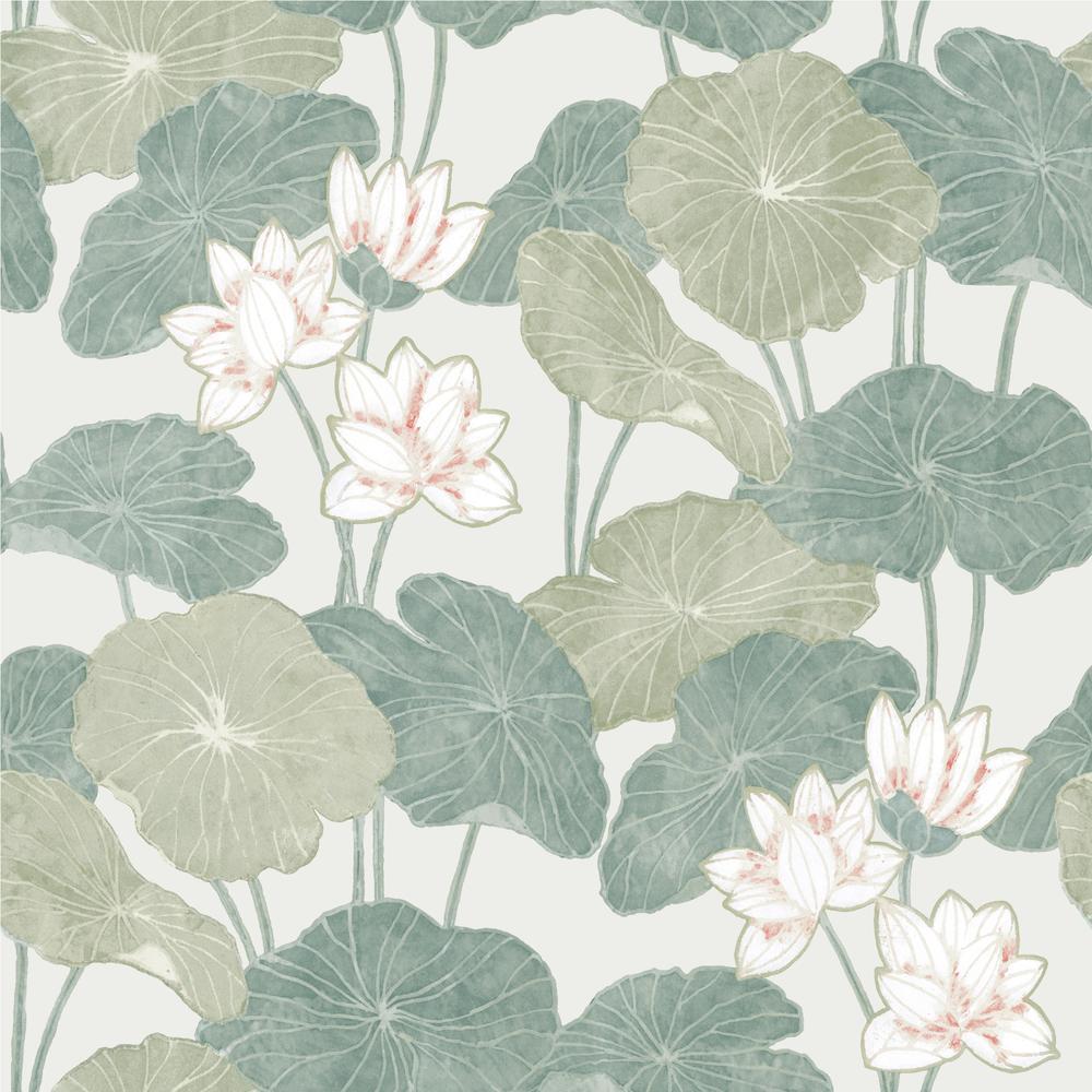 lily-pad-peel-and-stick-wallpaper-beige-york-wallcoverings-rmk11438wp