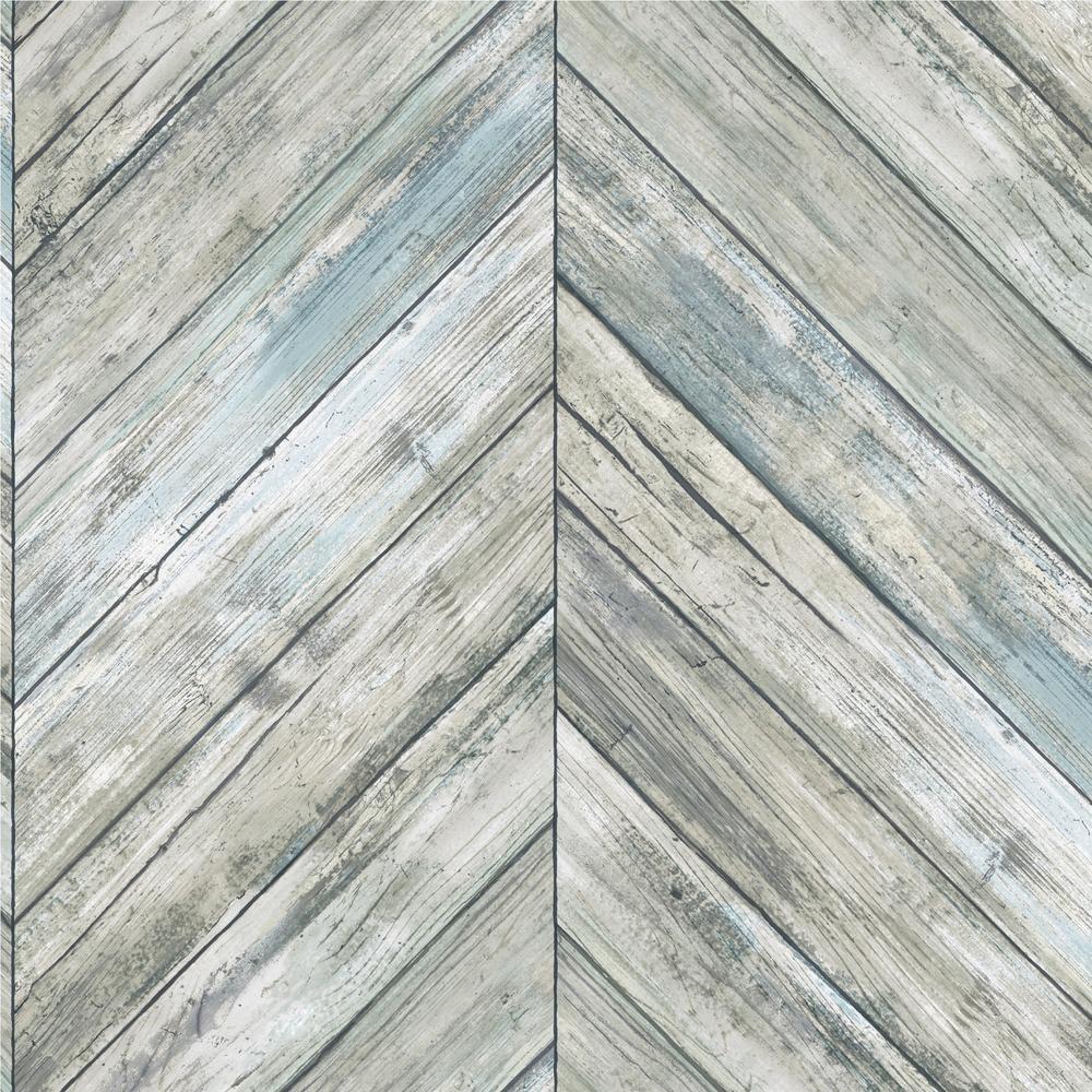 Herringbone Wood Boards Peel and Stick Wallpaper - Blue - York Wallcoverings - RMK11454WP