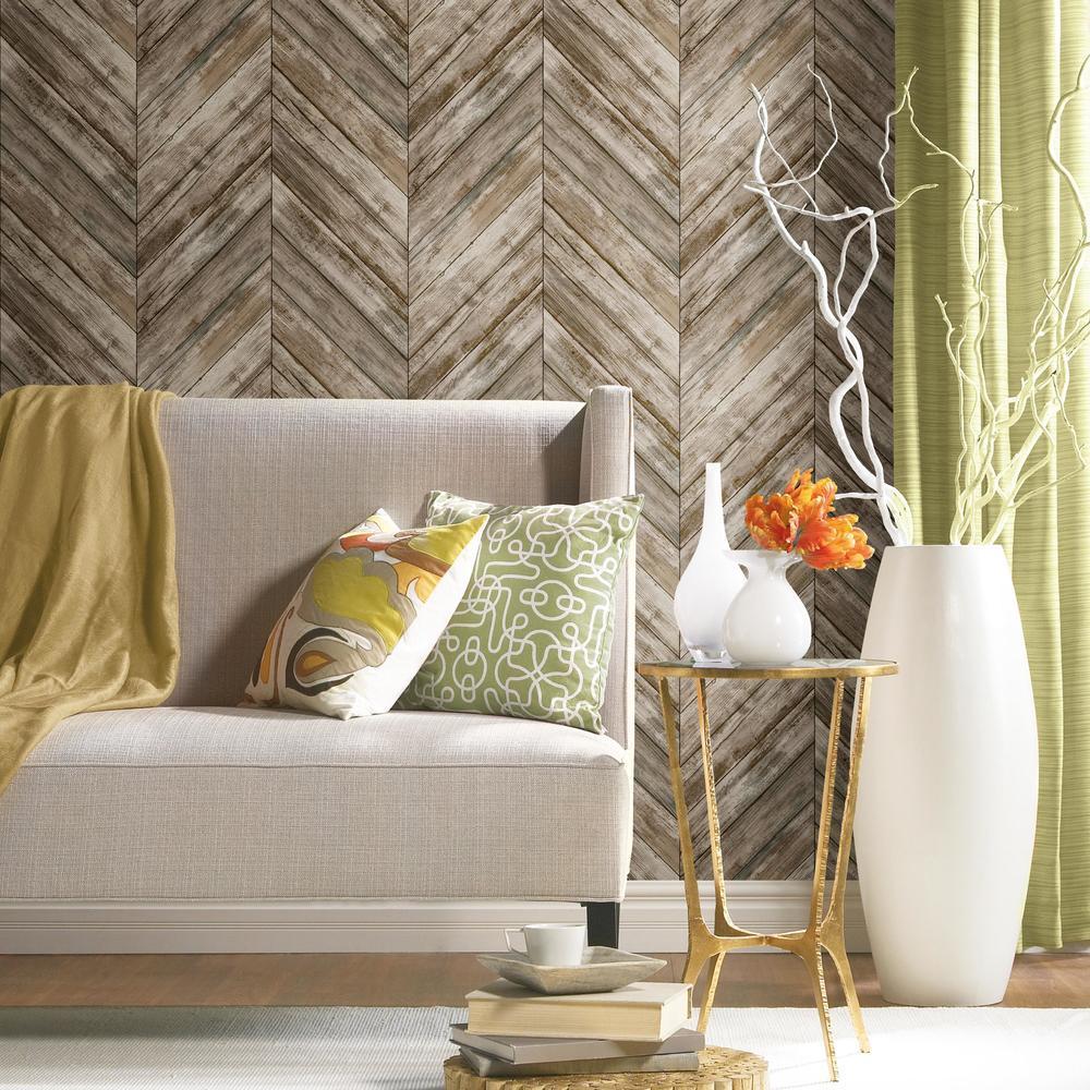 herringbone-wood-boards-peel-and-stick-wallpaper-brown-york-wallcoverings-rmk11455wp