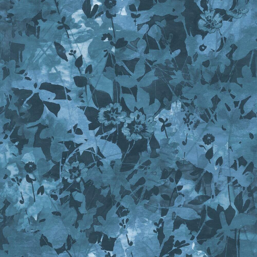 Wildflower Shadows Peel and Stick Wallpaper - Blue - York Wallcoverings - RMK11563RL