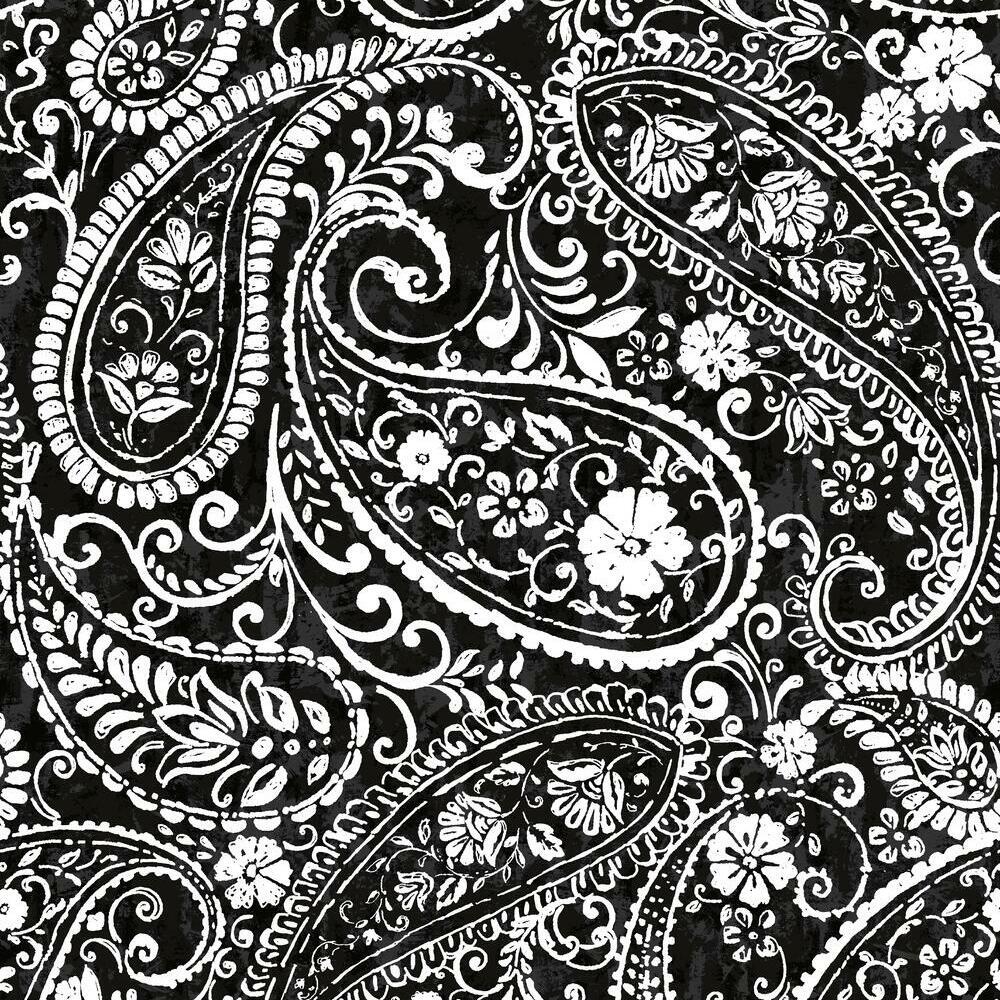 Paisley Prince Peel and Stick Wallpaper - Black - York Wallcoverings - RMK11582RL