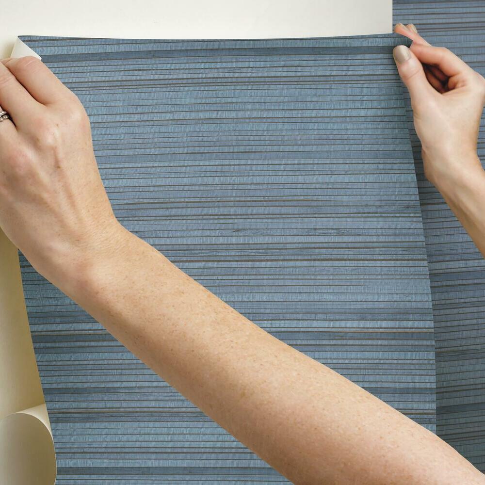 faux-bamboo-grasscloth-peel-and-stick-wallpaper-blue-york-wallcoverings-rmk11667rl