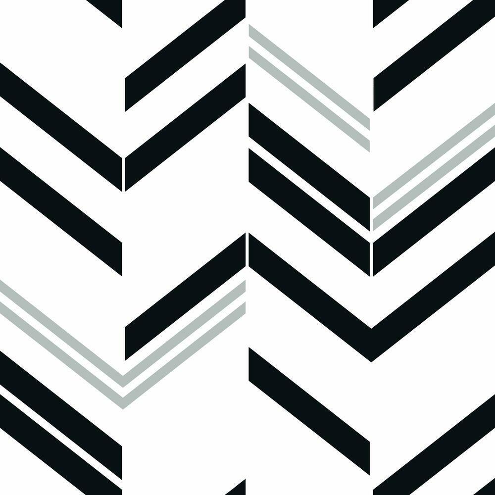 Chevron Stripe Peel and Stick Wallpaper - Black - York Wallcoverings - RMK11806WP