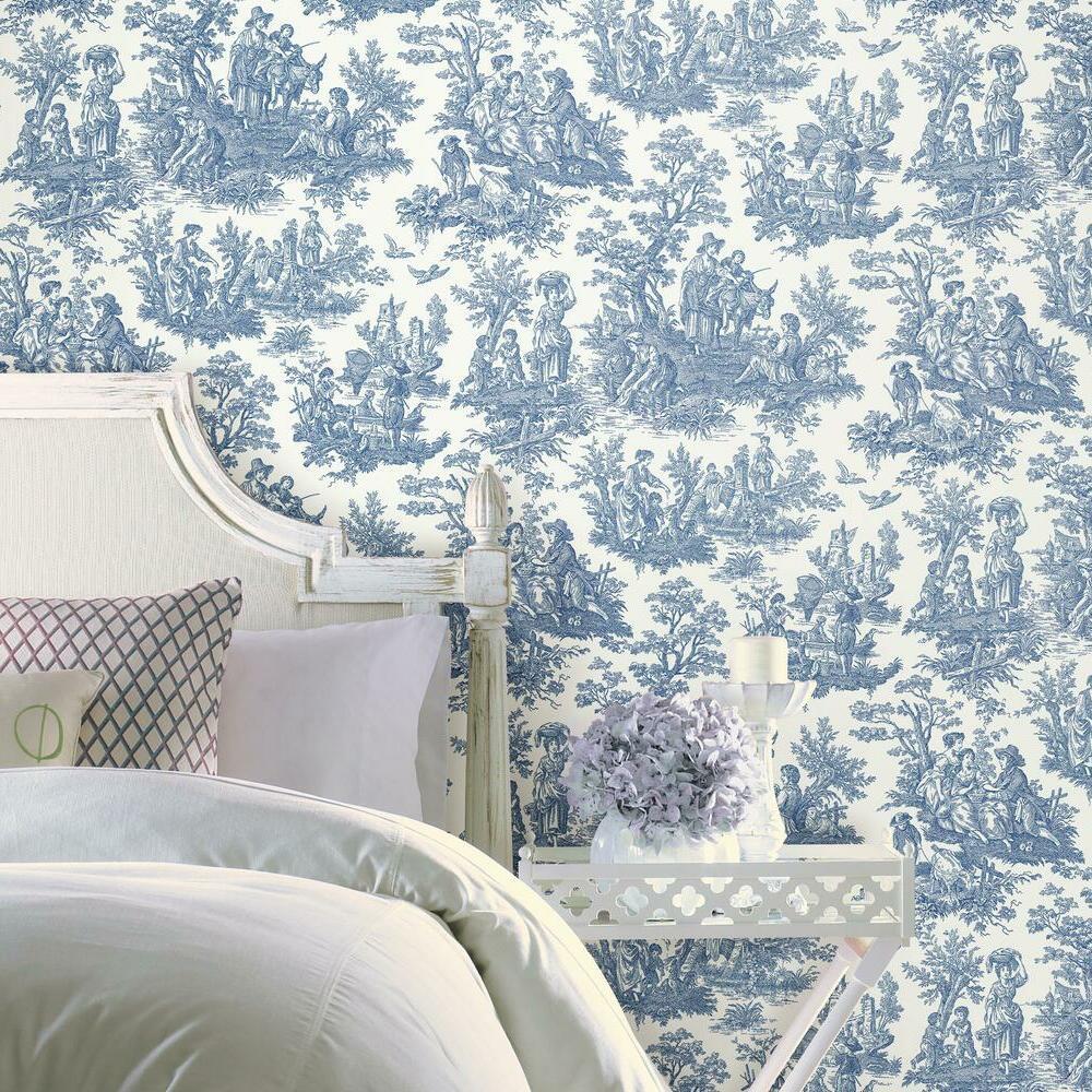 waverly-country-life-toile-peel-and-stick-wallpaper-blue-york-wallcoverings-rmk11868wp