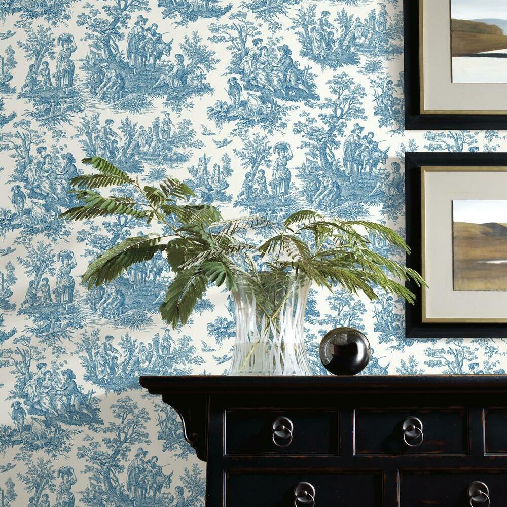 waverly-country-life-toile-peel-and-stick-wallpaper-blue-york-wallcoverings-rmk11868wp