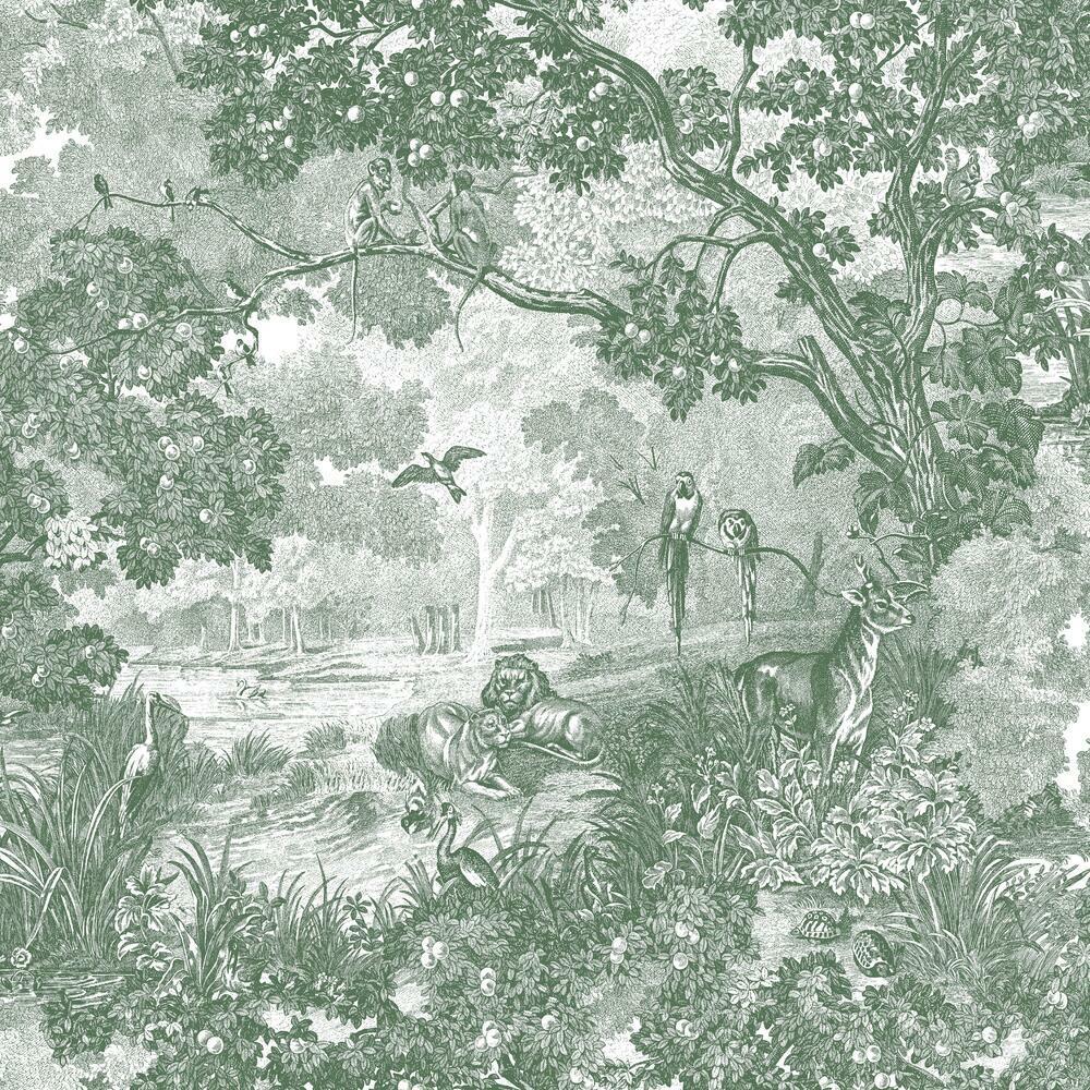 Jungle Toile Peel and Stick Wallpaper - Green - York Wallcoverings - RMK11916WP