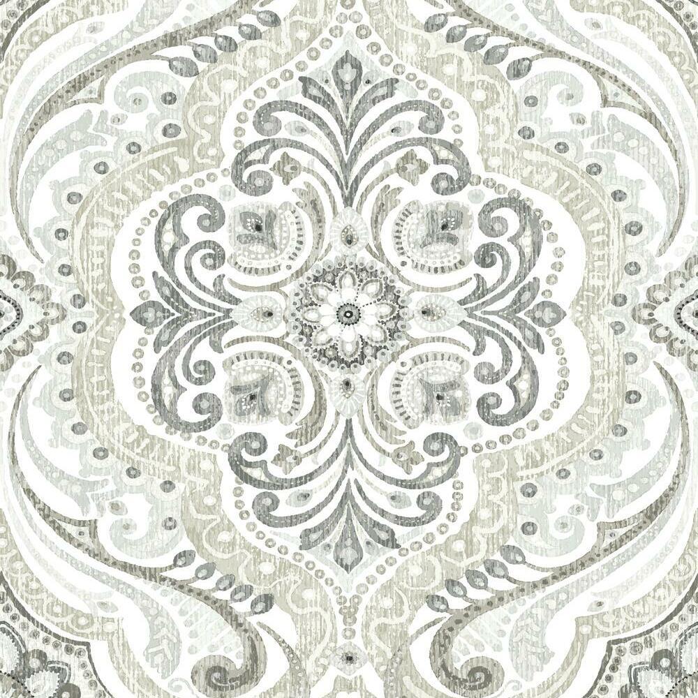 Bohemian Damask Peel and Stick Wallpaper - Taupe - York Wallcoverings - RMK11937WP