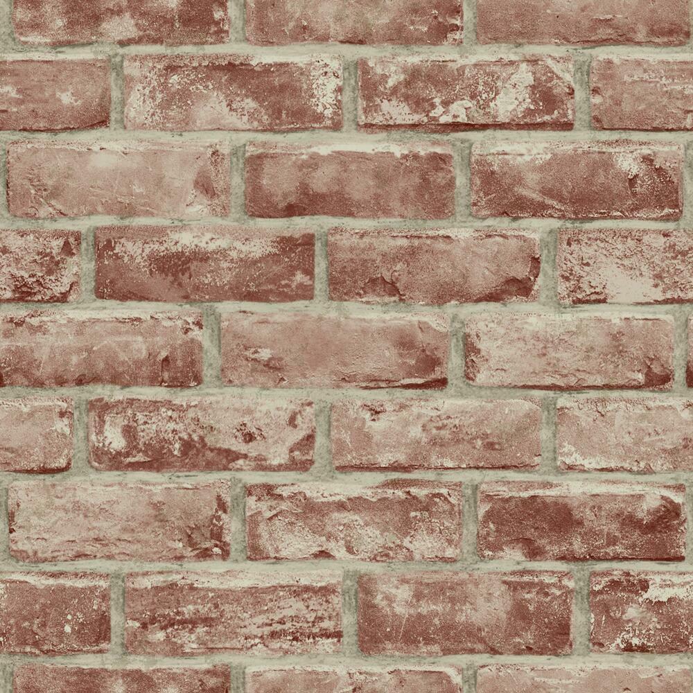 Brick Peel and Stick Wallpaper - Light Red - York Wallcoverings - RMK11940WP