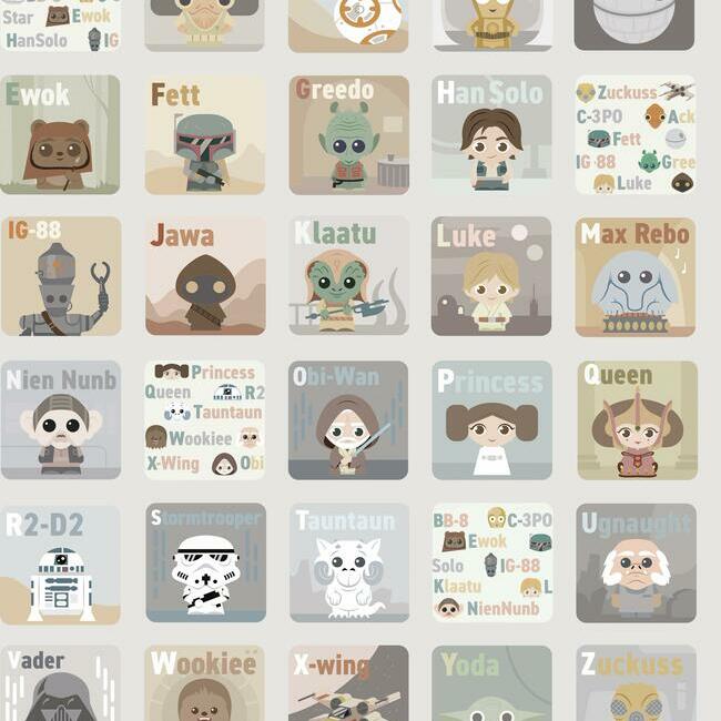 Star Wars Infant Alphabet Peel & Stick Wallpaper - Grey - York Wallcoverings - RMK11953RL