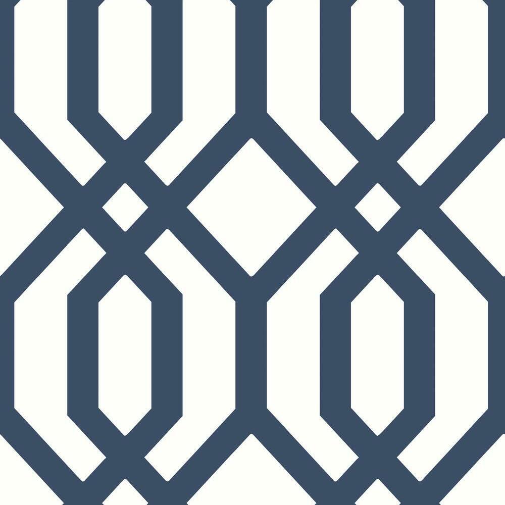 Gazebo Lattice Peel and Stick Wallpaper - Navy - York Wallcoverings - RMK12015WP