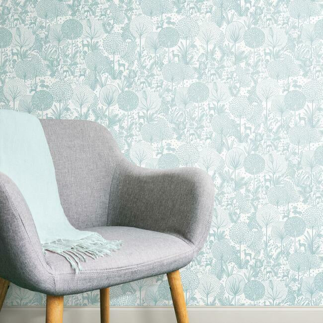 forest-friends-peel-stick-wallpaper-teal-york-wallcoverings-rmk12074rl