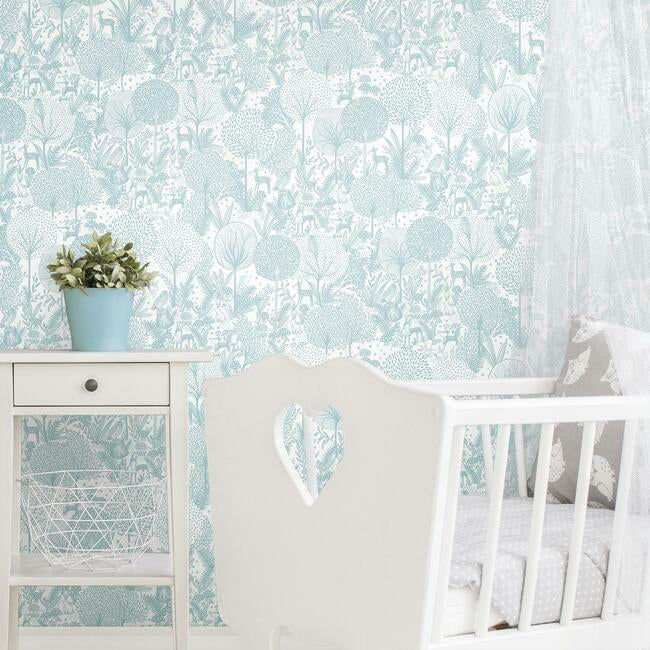 forest-friends-peel-stick-wallpaper-teal-york-wallcoverings-rmk12074rl