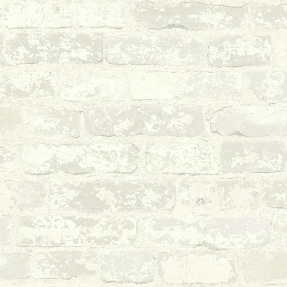 Brick Peel and Stick Wallpaper - Off White - York Wallcoverings - RMK9038WP