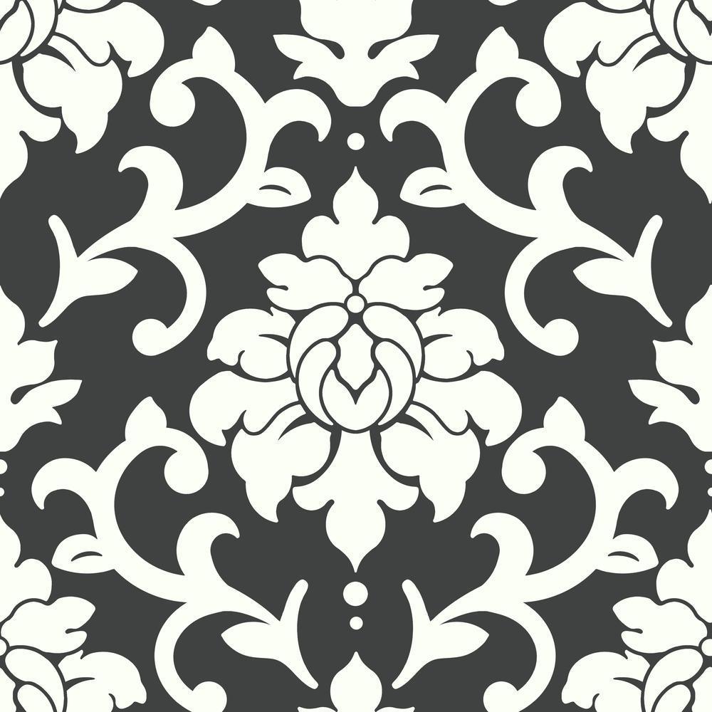 Damask Peel And Stick Wallpaper - Black and White - York Wallcoverings - RMK9114WP