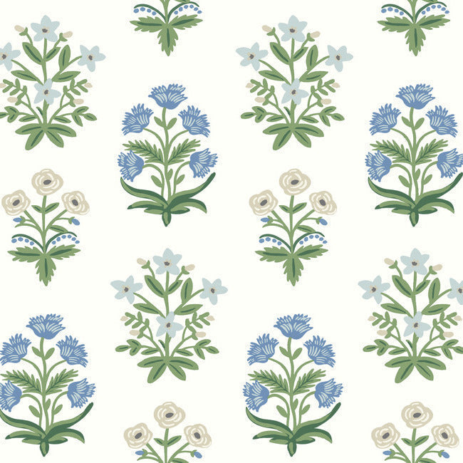 Mughal Rose Wallpaper - Indigo - York Wallcoverings - RP7347