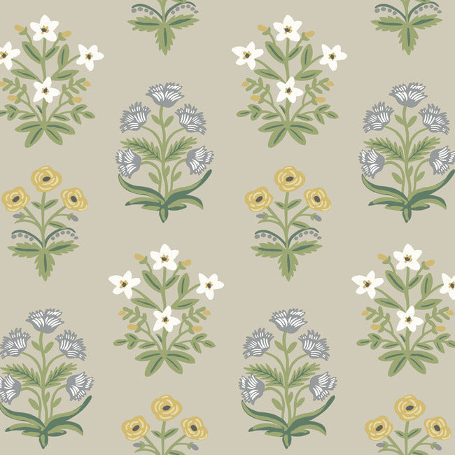 Mughal Rose Wallpaper - Linen - York Wallcoverings - RP7350