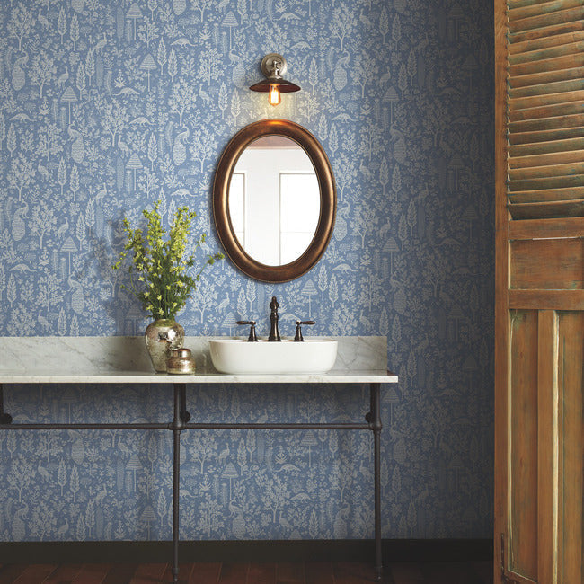 menagerie-toile-wallpaper-blue-white-york-wallcoverings-rp7370