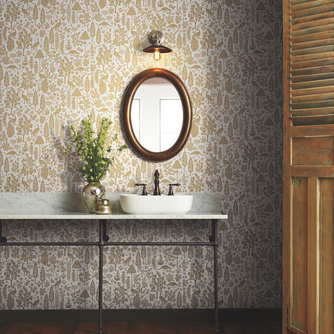 menagerie-toile-wallpaper-white-metallic-gold-york-wallcoverings-rp7371