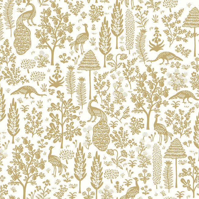 menagerie-toile-wallpaper-white-metallic-gold-york-wallcoverings-rp7371