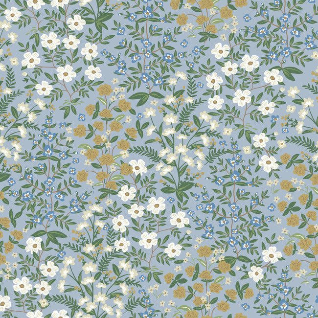 Wildwood Garden Wallpaper - Blue - York Wallcoverings - RP7379