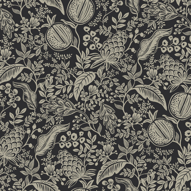 Pomegranate Wallpaper - Black & Linen - York Wallcoverings - RP7389