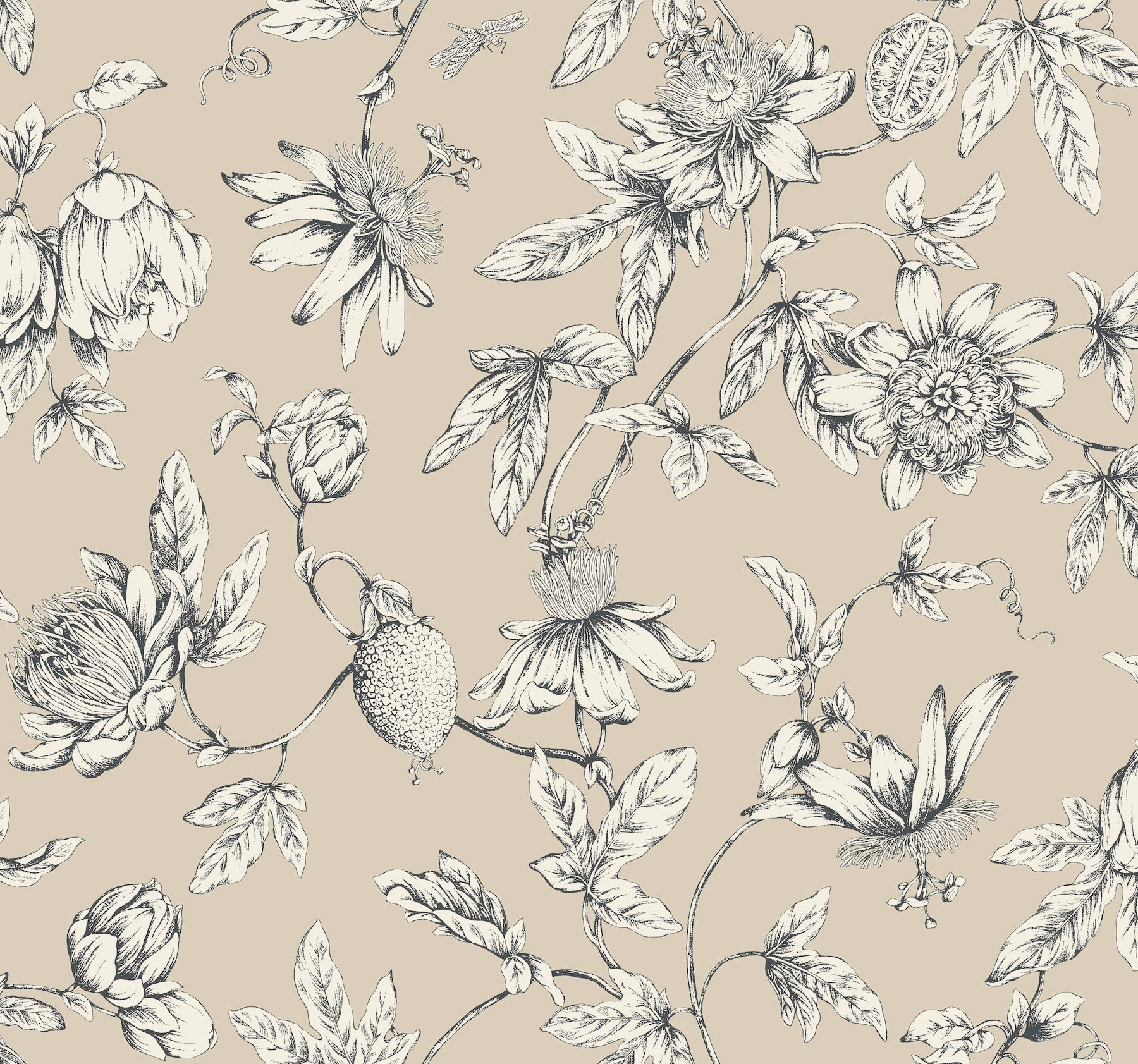 passion-flower-toile-wallpaper-beige-york-wallcoverings-rt7854