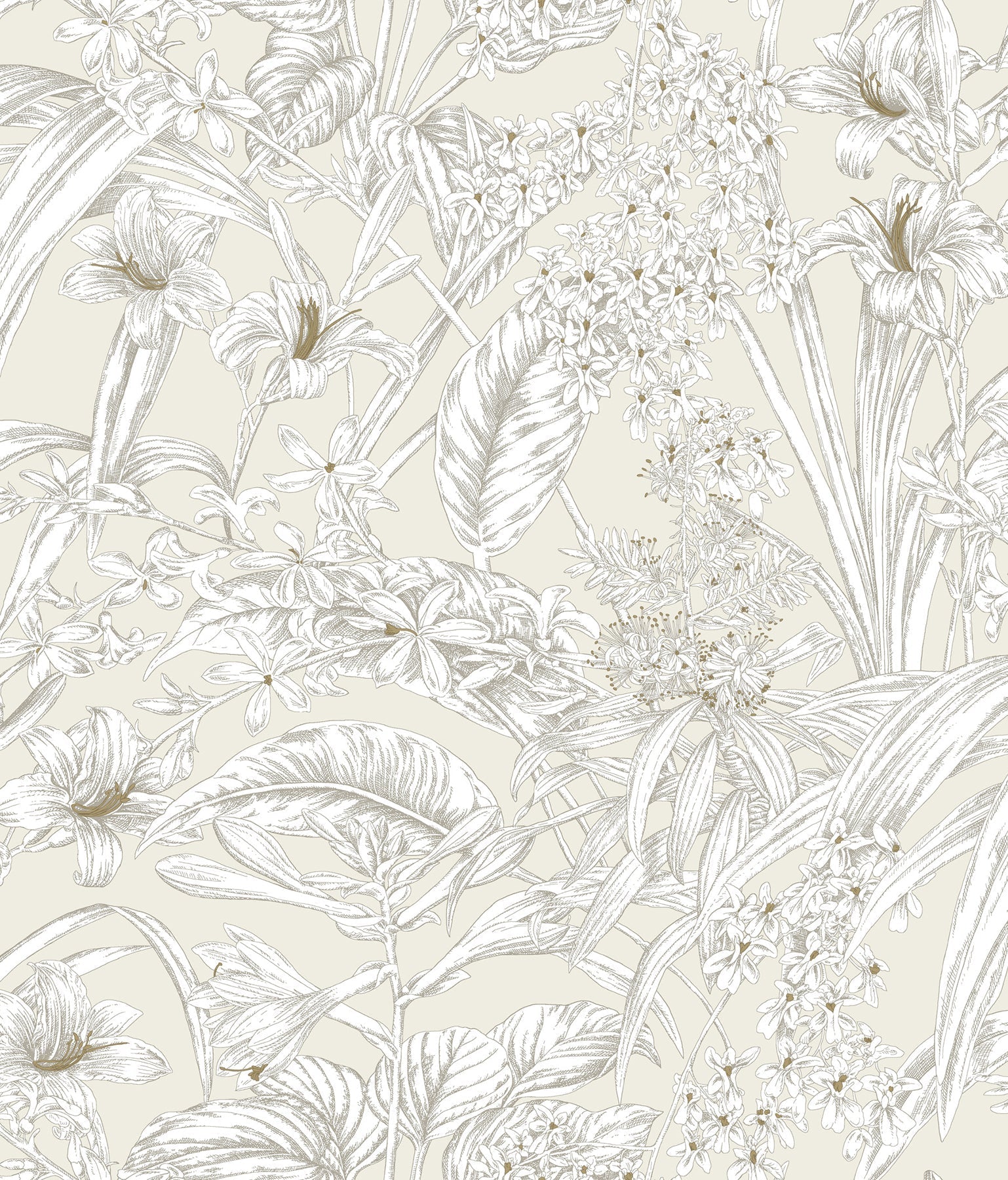 Orchid Conservatory Toile Wallpaper - Beige/Taupe - York Wallcoverings - RT7883